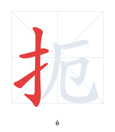 Stroke order practice for 扼 - è