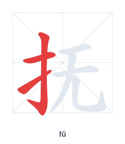 Stroke order practice for 抚 - fǔ