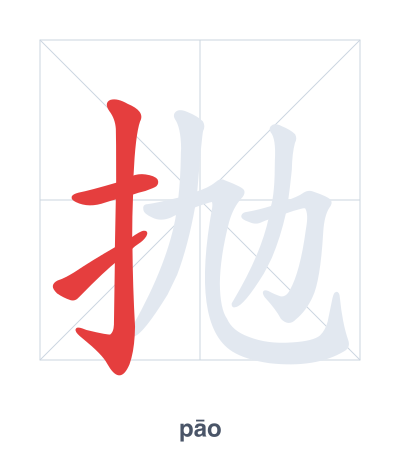Stroke order practice for 抛 - pāo