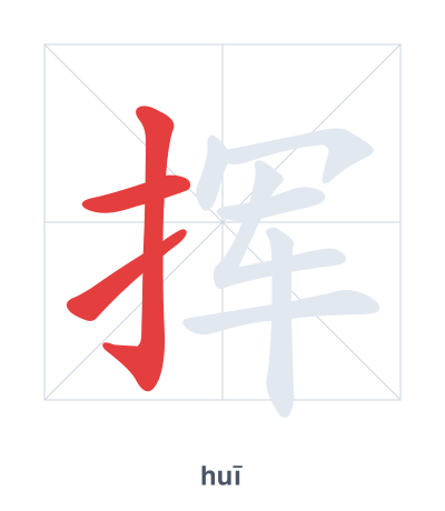 Stroke order practice for 挥 - huī