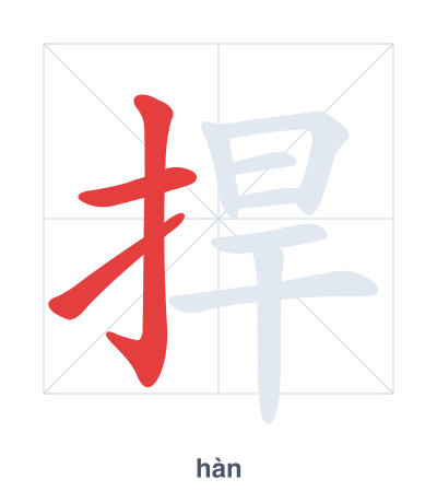 Stroke order practice for 捍 - hàn