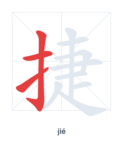 Stroke order practice for 捷 - jié