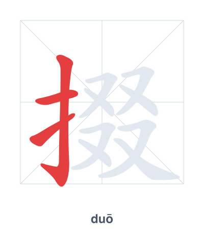 Stroke order practice for 掇 - duō