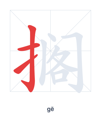 Stroke order practice for 搁 - gē