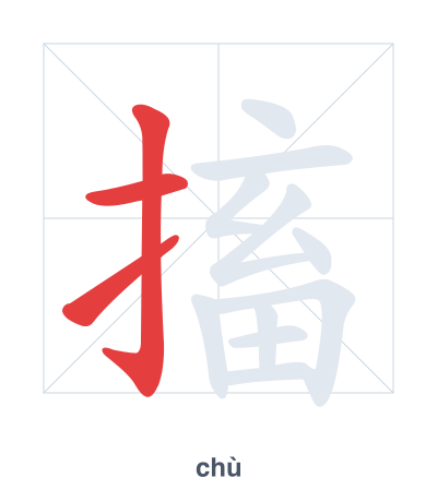 Stroke order practice for 搐 - chù