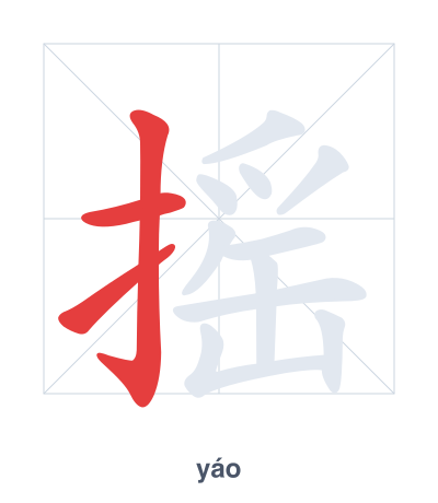 Stroke order practice for 摇 - yáo