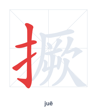 Stroke order practice for 撅 - juē