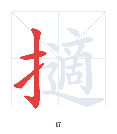 Stroke order practice for 擿 - tī