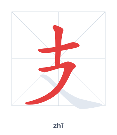 Stroke order practice for 支 - zhī
