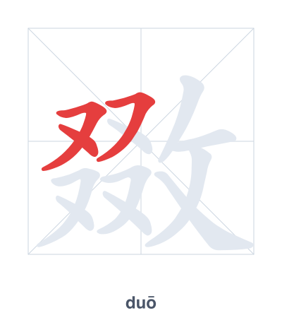 Stroke order practice for 敪 - duō