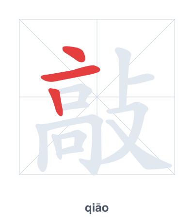 Stroke order practice for 敲 - qiāo