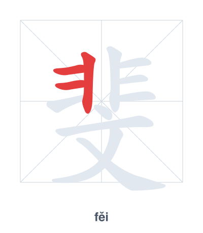 Stroke order practice for 斐 - fěi