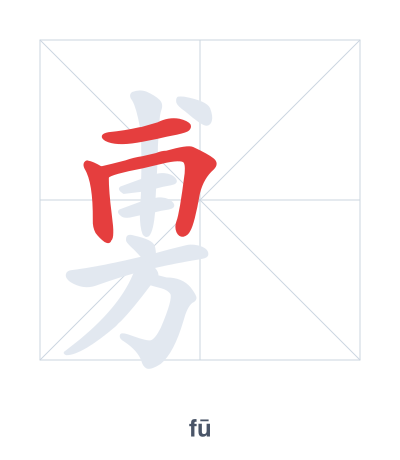 Stroke order practice for 旉 - fū