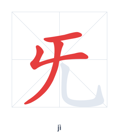 Stroke order practice for 旡 - jì