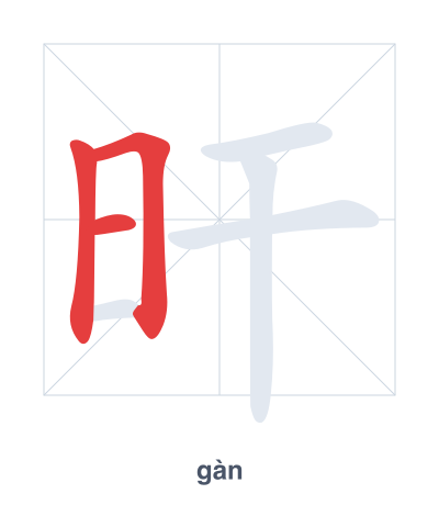 Stroke order practice for 旰 - gàn