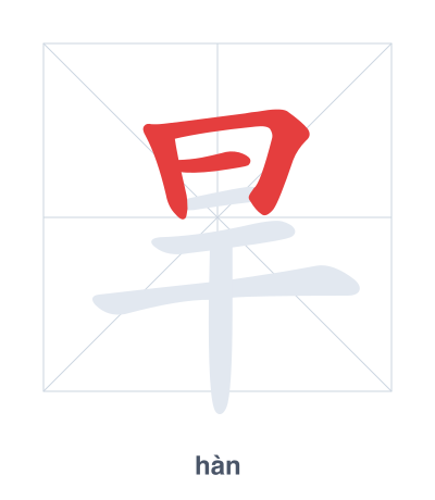 Stroke order practice for 旱 - hàn