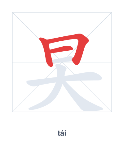 Stroke order practice for 旲 - tái