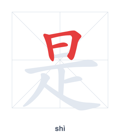 Stroke order practice for 是 - shì