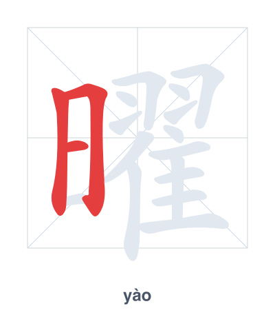 Stroke order practice for 曜 - yào