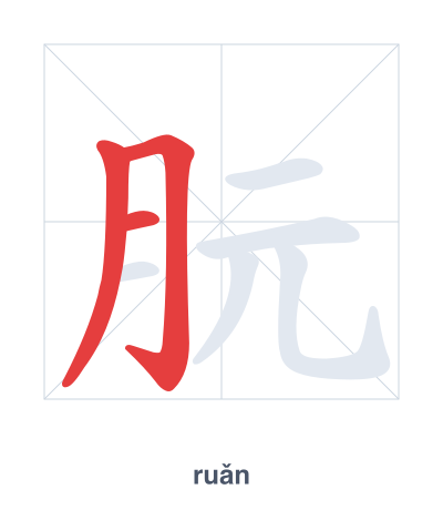 Stroke order practice for 朊 - ruǎn