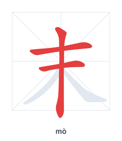 Stroke order practice for 末 - mò