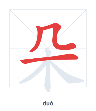 Stroke order practice for 朵 - duǒ