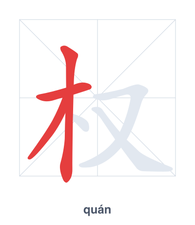 Stroke order practice for 权 - quán