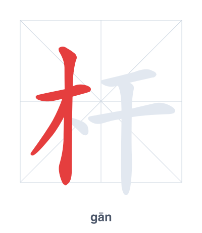 Stroke order practice for 杆 - gān