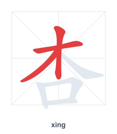 Stroke order practice for 杏 - xìng