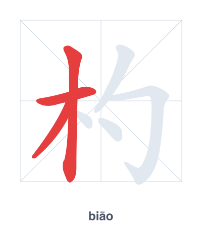 Stroke order practice for 杓 - biāo