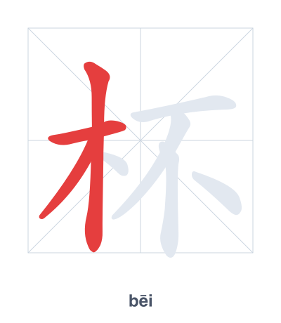Stroke order practice for 杯 - bēi
