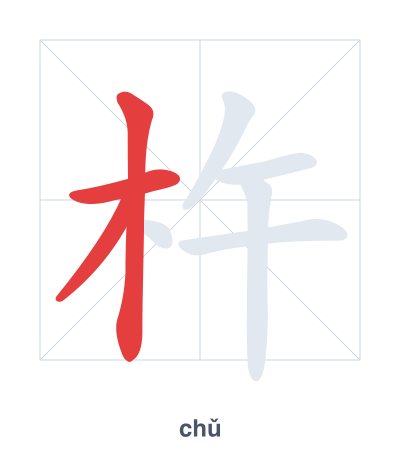 Stroke order practice for 杵 - chǔ