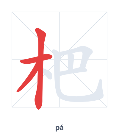 Stroke order practice for 杷 - pá