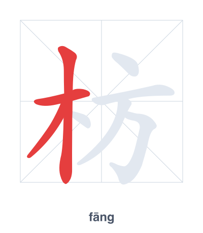 Stroke order practice for 枋 - fāng