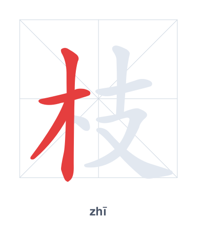 Stroke order practice for 枝 - zhī