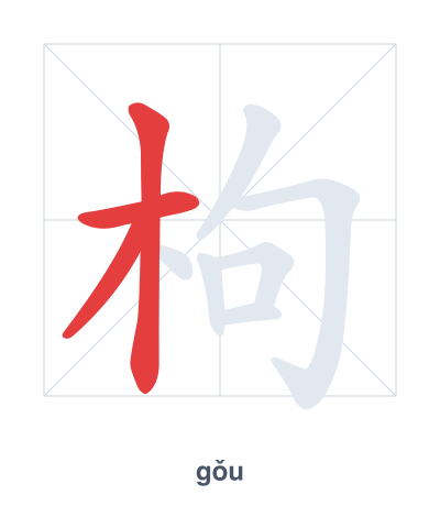 Stroke order practice for 枸 - gǒu