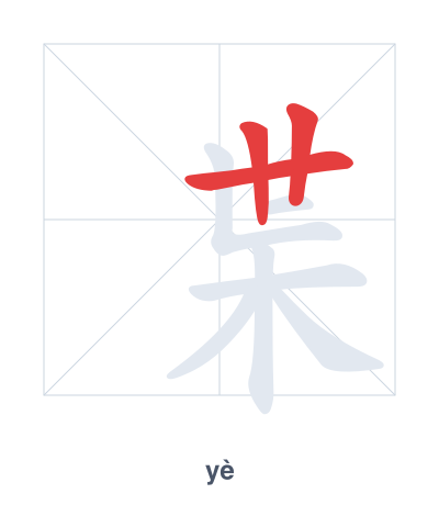 Stroke order practice for 枼 - yè