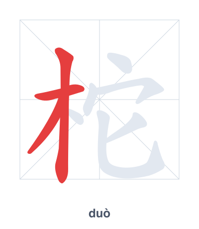 Stroke order practice for 柁 - duò