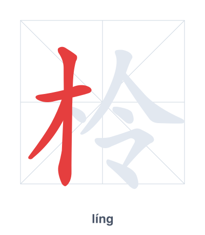 Stroke order practice for 柃 - líng