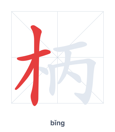 Stroke order practice for 柄 - bǐng