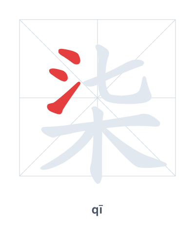 Stroke order practice for 柒 - qī