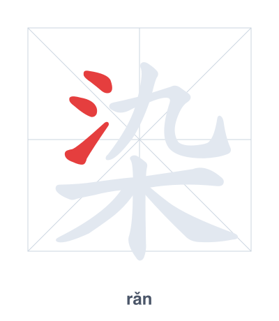 Stroke order practice for 染 - rǎn