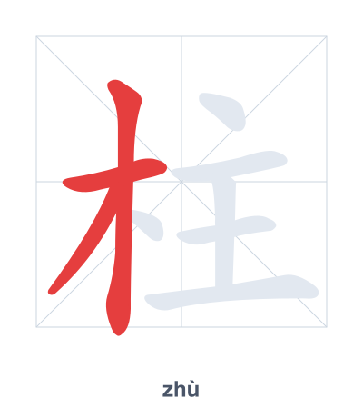 Stroke order practice for 柱 - zhù