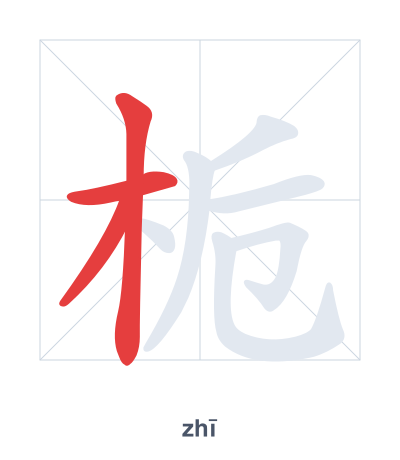 Stroke order practice for 栀 - zhī