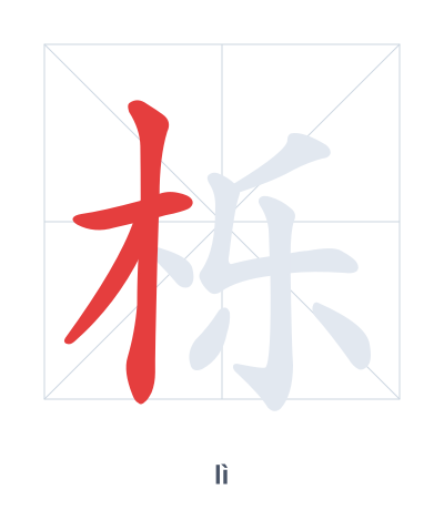 Stroke order practice for 栎 - lì