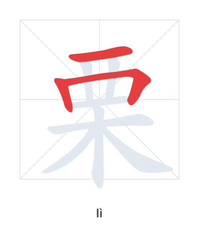 Stroke order practice for 栗 - lì