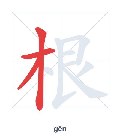 Stroke order practice for 根 - gēn