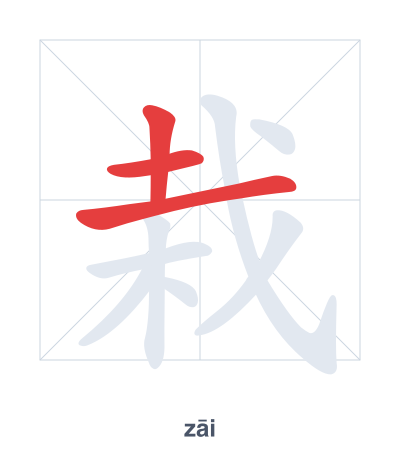 Stroke order practice for 栽 - zāi