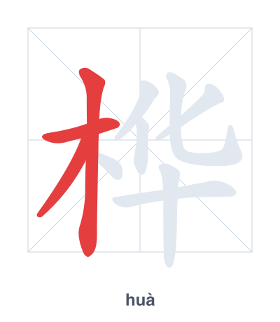 Stroke order practice for 桦 - huà