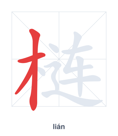 Stroke order practice for 梿 - lián